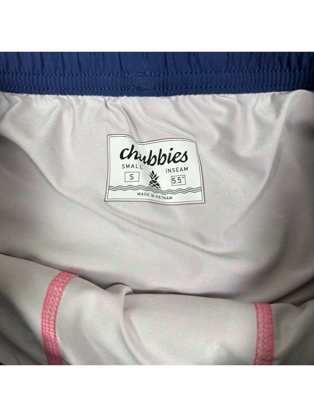 Chubbies Shorts Mens Small Navy Blue 5.5 Inch Inseam Lined Athletic Swim Trunks